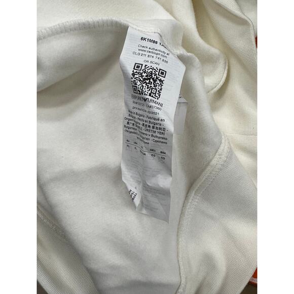 Emporio Armani Cream Gray Logo sweatshirt sweater crewneck size XL B13 - Picture 7 of 9